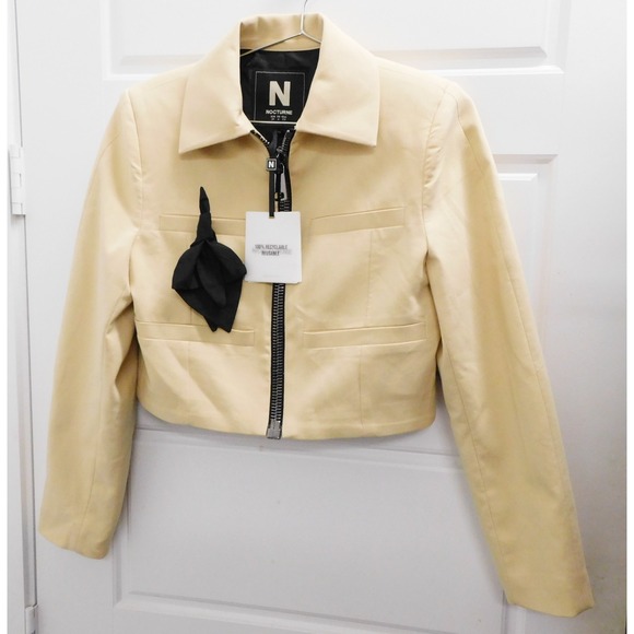 Nocturne Sweaters - Nocturne Beige Zip Short Jacket sz XS $229rt NWT